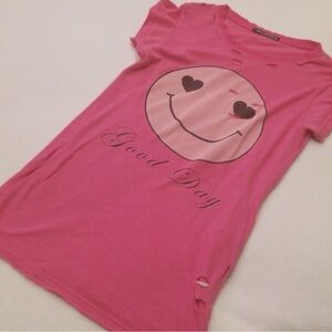 Wildfox 💕 Smiley Face Distressed T-shirt : EUC